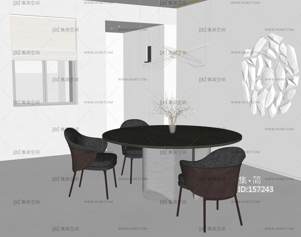 现代简约餐桌 餐厅SU模型