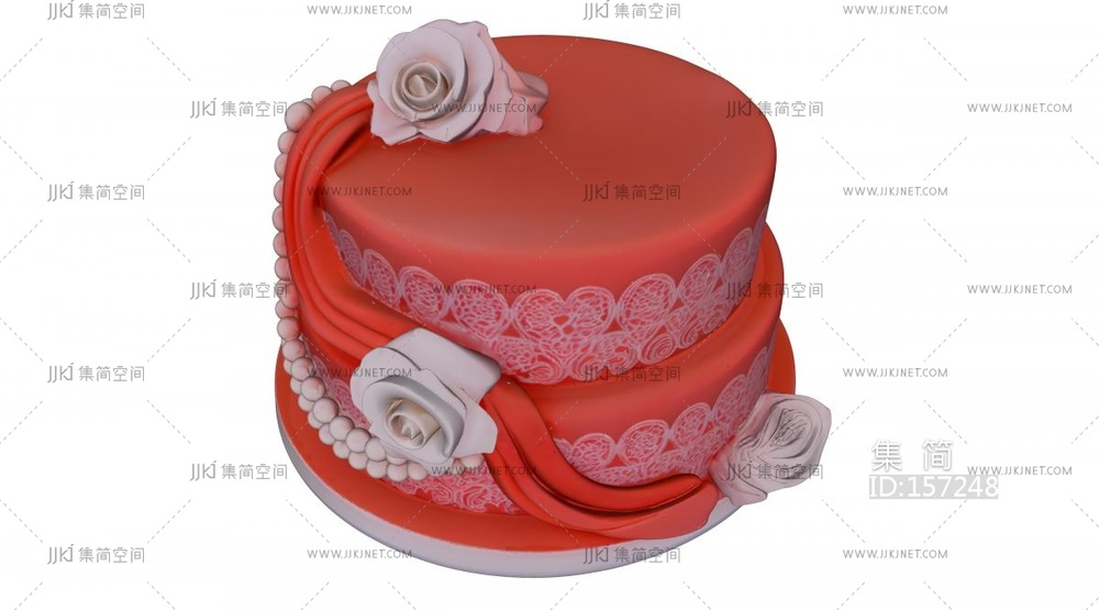 玫瑰花双层蛋糕 su草图模型