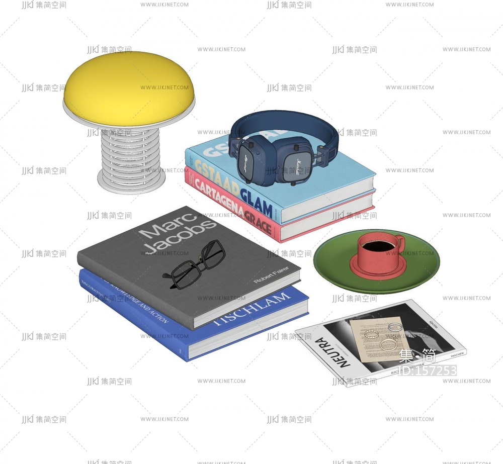 复古中古摆件组合SU模型