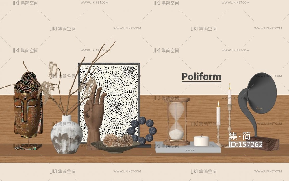 中古摆件组合  饰品摆件SU模型