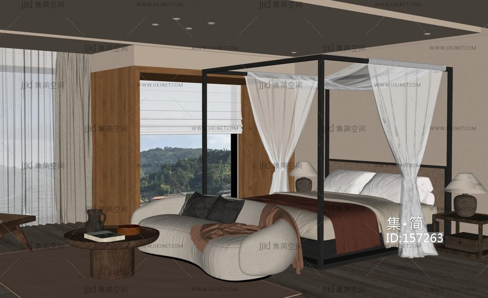 侘寂复古民宿客房SU模型