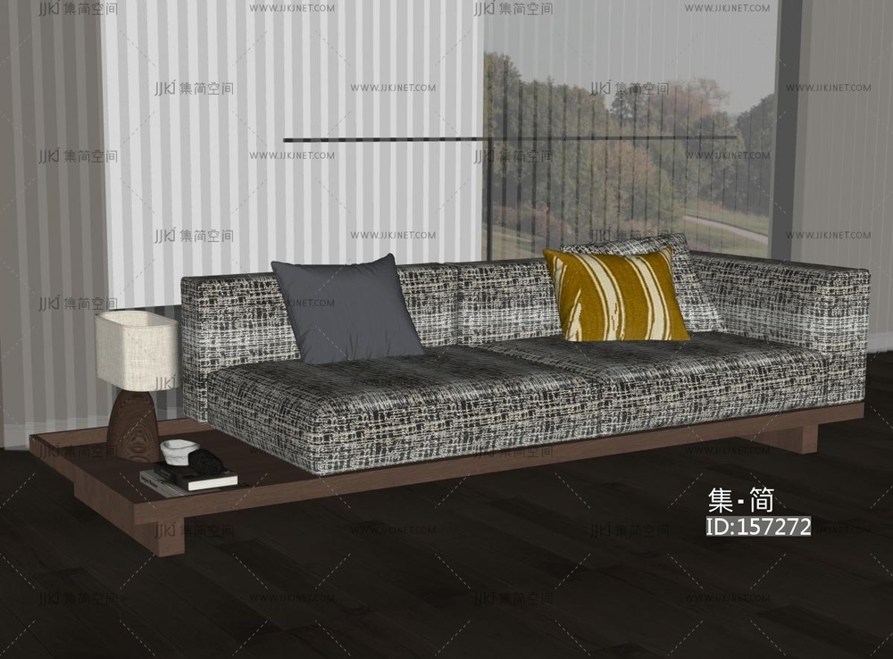 现代中古风贵妃椅_沙发椅SU模型