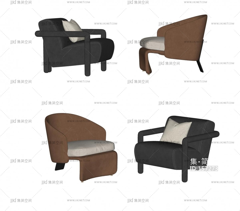 现代休闲椅单人沙发SU模型