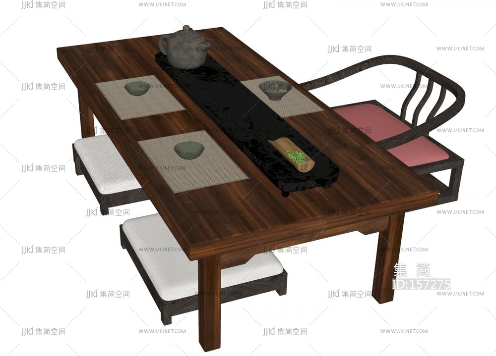 现代茶桌椅SU模型