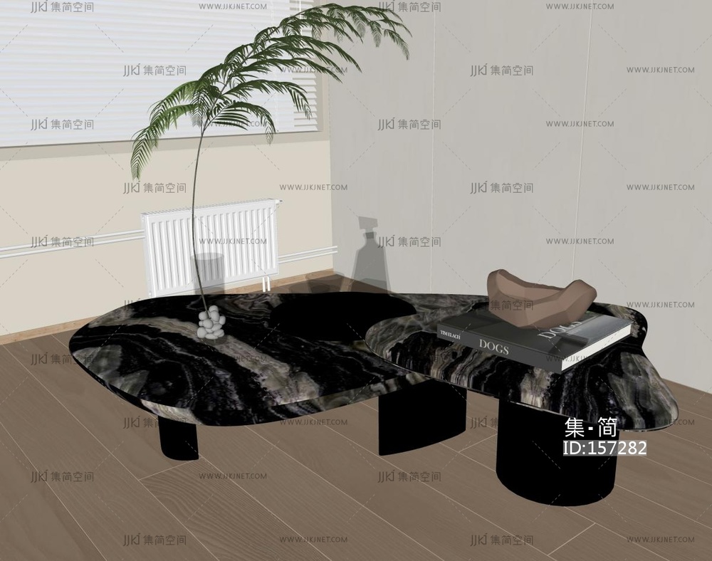 现代意式茶几__花瓶摆件SU模型