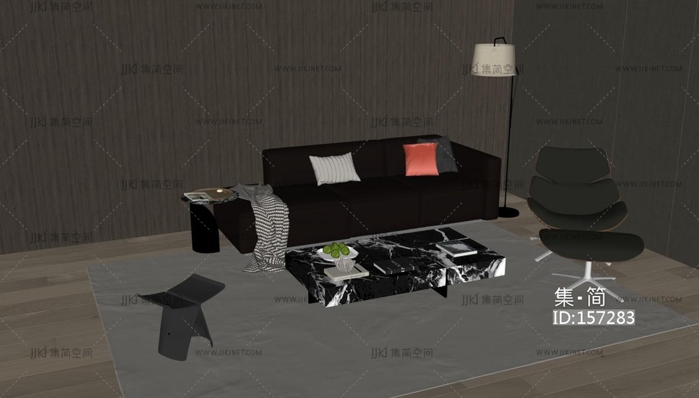 现代沙发茶几组合SU模型