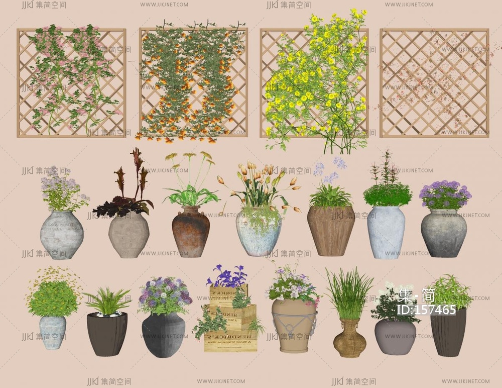 现代罐子 陶罐花盆_SU模型