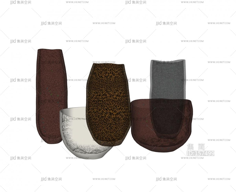 摆件组合 玻璃花瓶 _SU模型