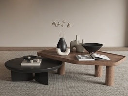 新中式茶几,子母几SU模型