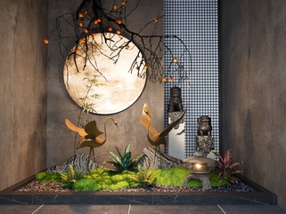 新中式庭院小品SU模型