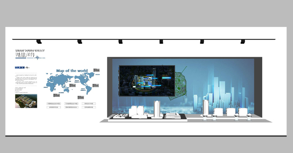 现代企业展厅沙盘展墙SU模型