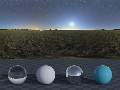 夜晚星空室外户外草坡hdr贴图8k-16k高清贴图