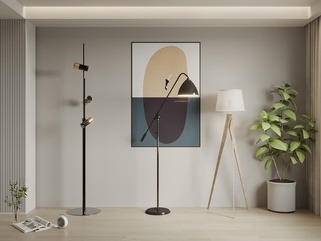 现代侘寂落地灯组合SU模型