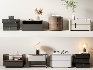 现代床头柜组合SU模型I