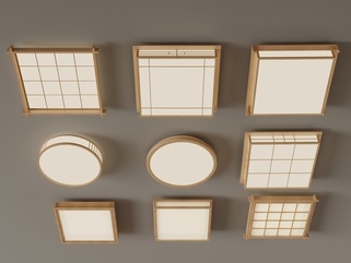 新中式日式吸顶灯SU模型