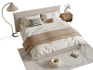 侘寂双人床SU模型