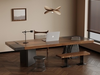 中古书桌椅组合SU模型