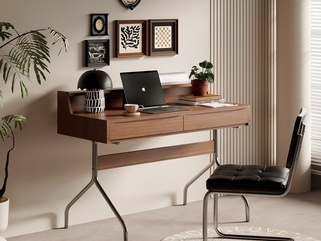 中古书桌椅组合SU模型