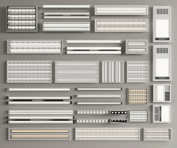 09-现代格栅灯_灯管_面板灯su模型