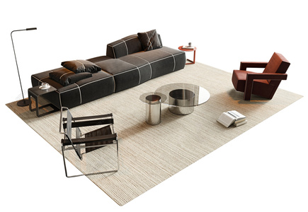 11-意式极简沙发组合_组合沙发_模块沙发_布艺沙发_不锈钢玻璃茶几_金属休闲椅3D模型vrrr