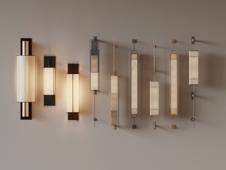 新中式壁灯组合_新中式壁灯SU模型