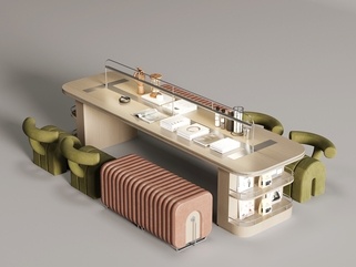 现代书桌椅_现代手工坊_书桌椅_长条桌SU模型