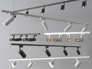 现代筒灯射灯_轨道式筒灯射灯_明装筒灯_磁吸轨道灯_转向式SU模型