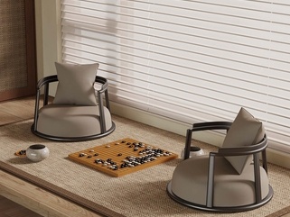 新中式围棋桌子_新中式娱乐桌_围棋桌SU模型