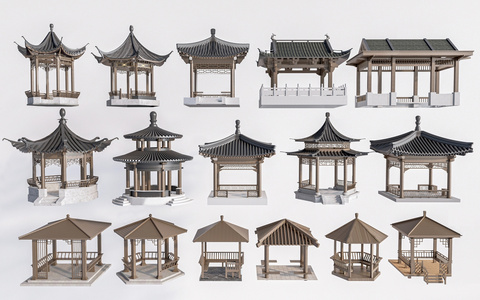 23-中式景观亭_凉亭_古建亭子_仿古亭子八角亭3D模型vrrr3d模型下载