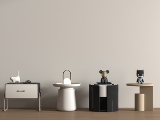 现代床头柜组合_现代奶油风床头柜SU模型