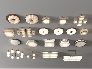 新中式现代吸顶灯组合_云朵吸顶灯_客厅吸顶灯_卧室吸顶灯_新中式_中式灯SU模型