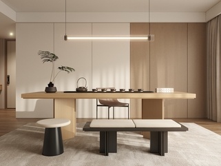 新中式中式茶室_新中式禅意茶室_榻榻米茶室SU模型