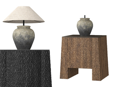 15-中古侘寂床头柜_锤纹柚木_谢柯_巴瓦_非洲手工家具_原木3D模型vrrr