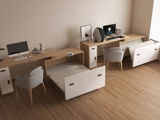 现代床具_北欧折叠床_隐形床_墨菲床_书桌_学习桌SU模型