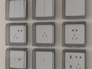 现代开关插座_防水开关插座盒_现代开关插座SU模型