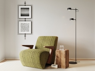 中古单人沙发_布艺沙发_木沙发SU模型