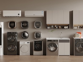 家用电器组合_现代洗衣机柜_壁挂洗衣机SU模型