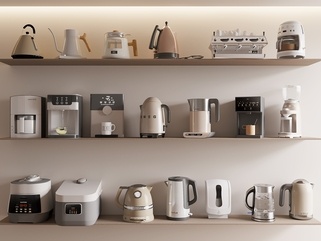 家用电器组合_电饭煲_厨房电器组合_豆浆机_咖啡机SU模型