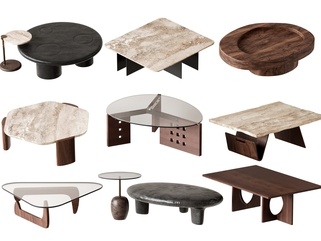 中古侘寂茶几_侘寂中古风茶几SU模型