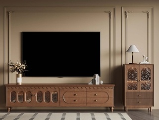 法式中古电视柜_法式中古风电视柜_角几SU模型