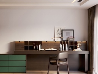 现代书桌椅组合SU模型