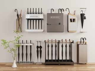 现代简约其他摆件_雨伞架_雨伞收纳桶_商用雨伞桶_共享雨伞架_雨伞箱SU模型