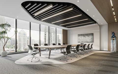 07-现代会议室，会议桌椅，SU模型