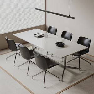 08-现代会议桌椅_桌椅组合_办公桌_办公椅_长条吊灯_装饰品摆件SU模型