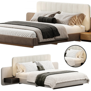 26-现代双人床_主卧床_布艺床3D模型9