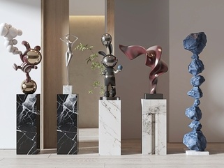 现代雕塑摆件_人物雕塑摆件_石头摆件_玩偶_公仔摆件SU模型