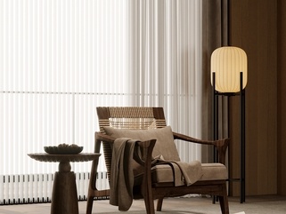 中古休闲椅_中古风休闲椅_单人沙发_边几SU模型