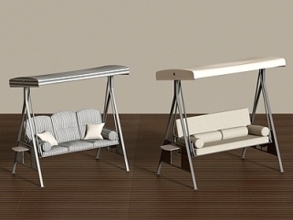 现代吊椅_木吊椅_户外秋千椅SU模型