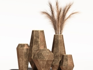 现代侘寂花艺_现代花瓶花卉_玻璃花瓶_陶瓷花瓶SU模型