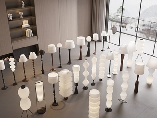 现代侘寂落地灯_落地灯_装饰灯_艺术灯_灯具_钓鱼灯SU模型